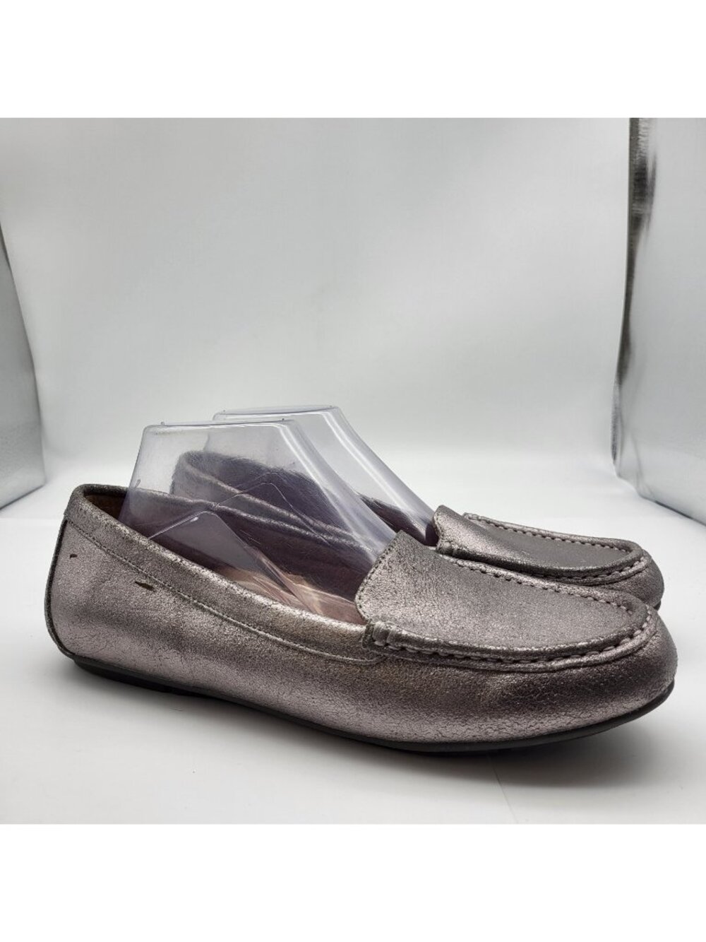 Vionic Debbie Loafers Womens Size 10 Metallic Silver Leather Slip-On Shoes